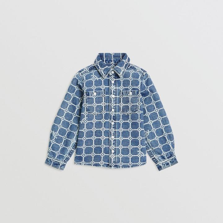 Burberry Burberry Childrens Flower Print Cotton Linen Shirt, Size: 6y, Blue