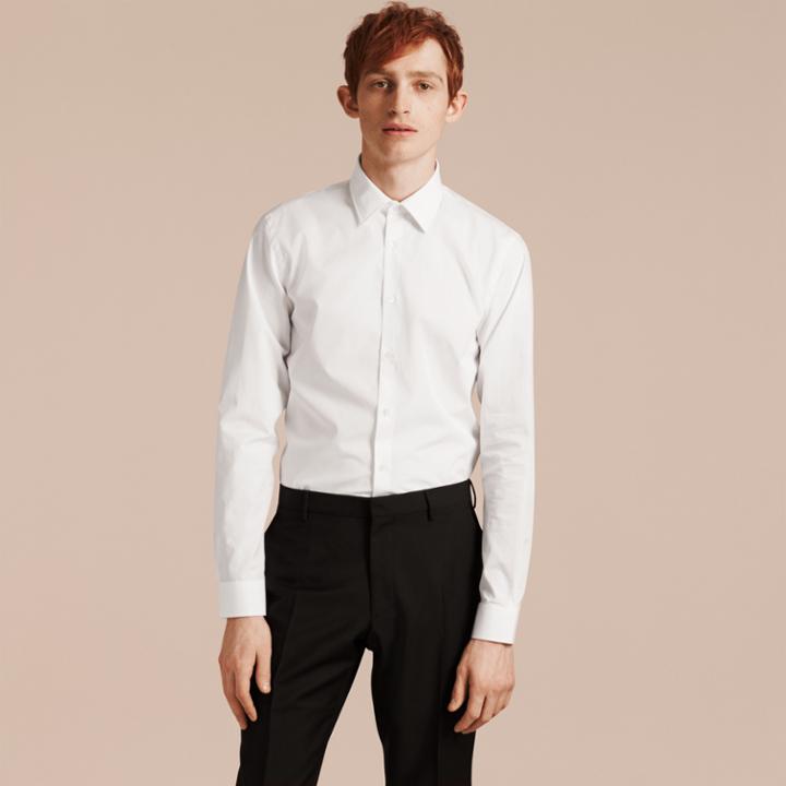 Burberry Burberry Slim Fit Cotton Poplin Shirt, Size: 16.5, White