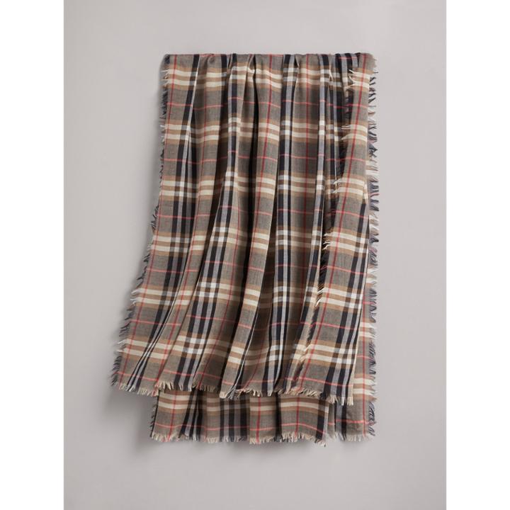 Burberry Burberry Check Modal And Wool Square Scarf, Brown