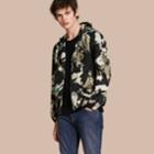 Burberry Burberry Hooded Abstract Floral Print Showerproof Jacket, Size: 48, Blue