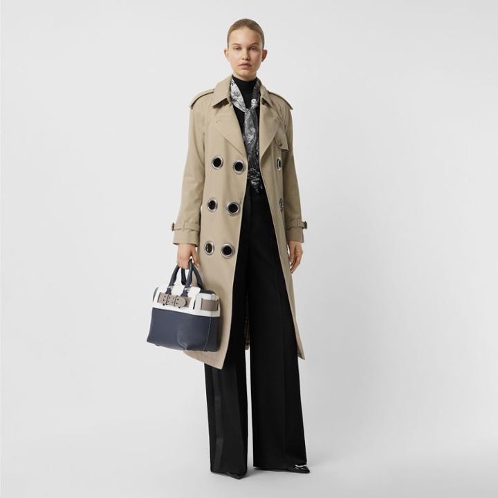 Burberry Burberry Grommet Detail Cotton Gabardine Trench Coat, Size: 04, Beige