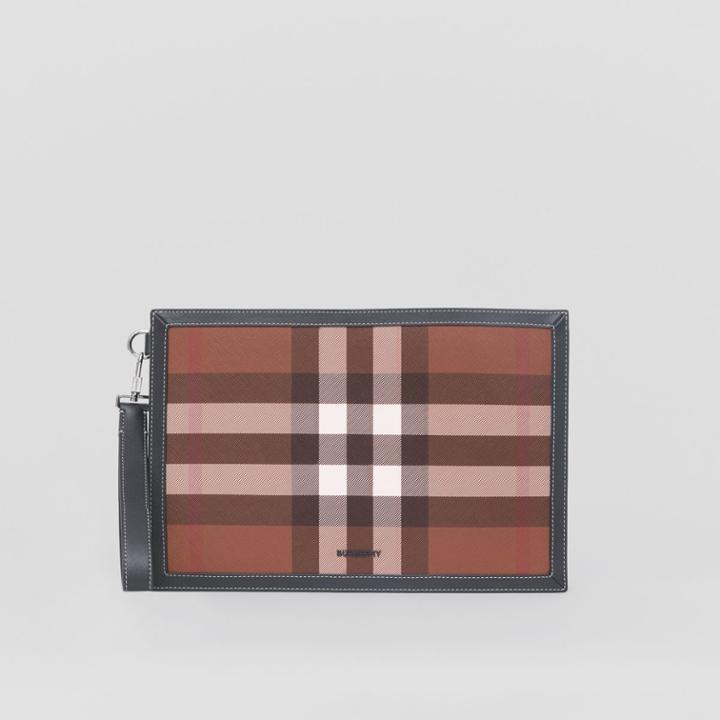Burberry Burberry Check And Leather Zip Pouch