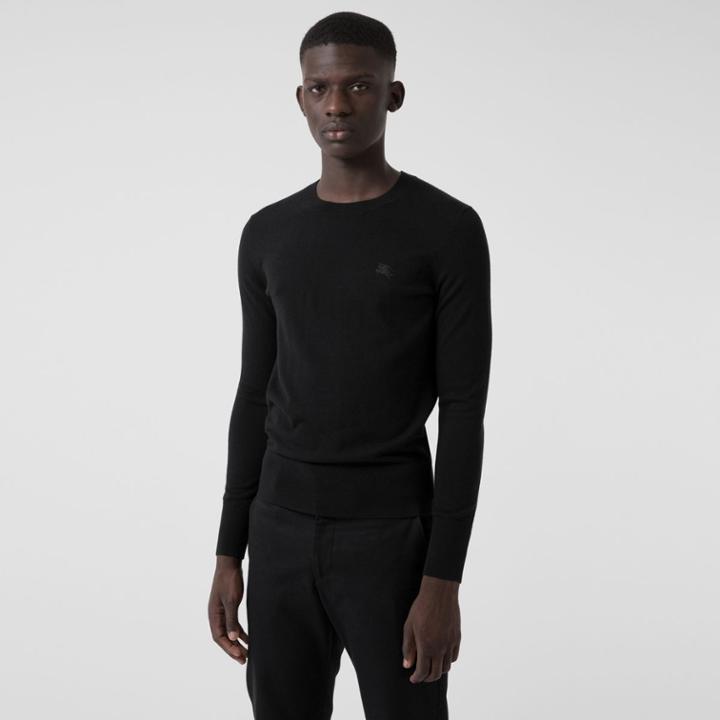 Burberry Burberry Crew Neck Cashmere Sweater, Size: L, Black