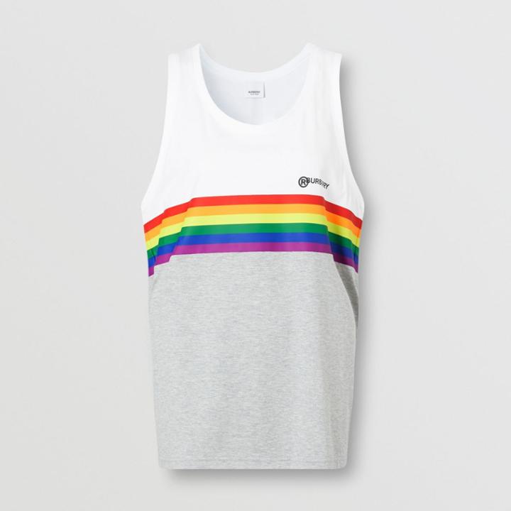 Burberry Burberry Rainbow Stripe Print Cotton Vest - Unisex, White