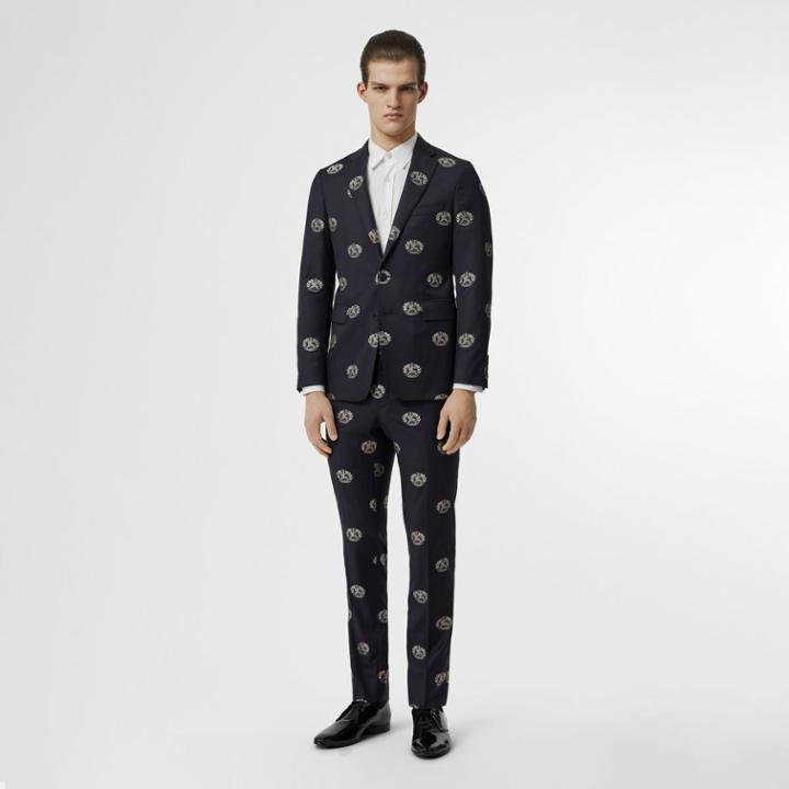 Burberry Burberry Slim Fit Fil Coup Crest Wool Tailored Jacket, Size: 38r, Blue