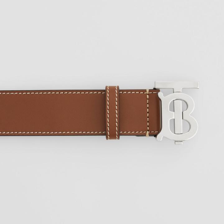 Burberry Burberry Monogram Motif Topstitched Leather Belt, Size: 95, Brown