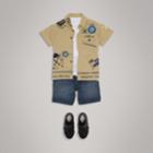 Burberry Burberry Adventure Motif Tropical Gabardine Shirt, Size: 8y, Beige