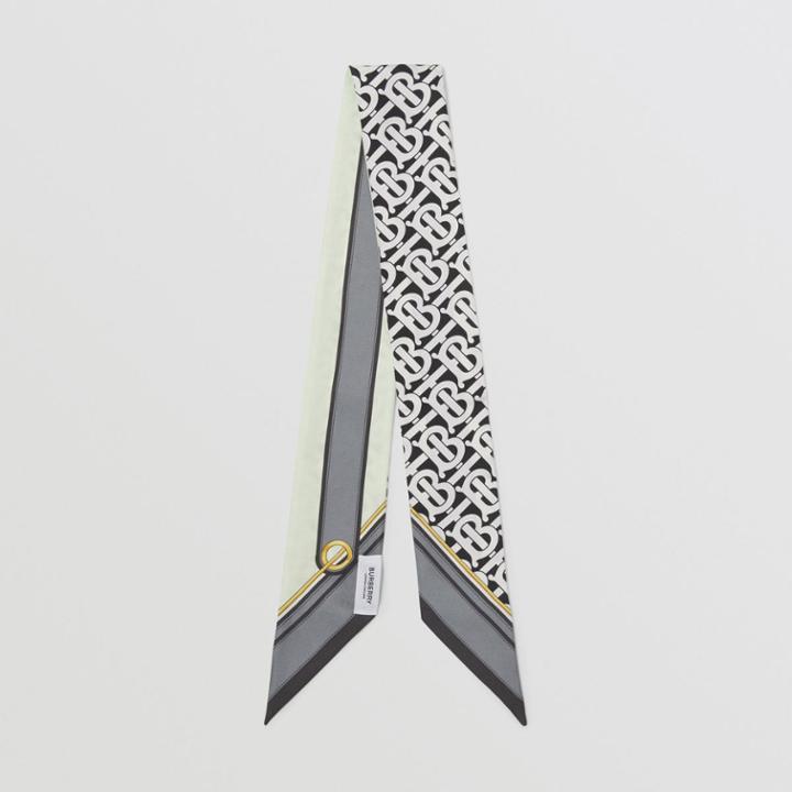 Burberry Burberry Monogram And Logo Print Silk Skinny Scarf