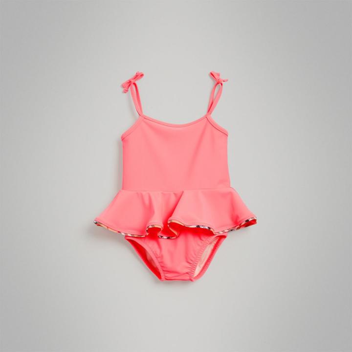 Burberry Burberry Childrens Ruffle Detail One-piece Swimsuit, Size: 12m, Red