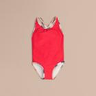Burberry Burberry Check Detail One-piece Swimsuit, Size: 14y, Red