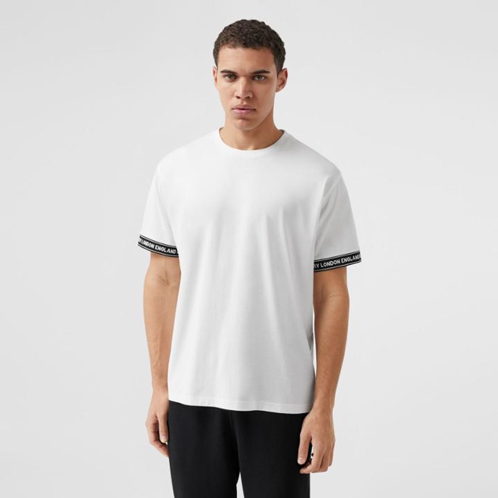Burberry Burberry Logo Tape Cotton Oversized T-shirt, Size: M, White