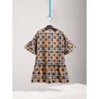 Burberry Burberry Gathered Polka-dot Check Cotton Dress, Size: 7y, Blue