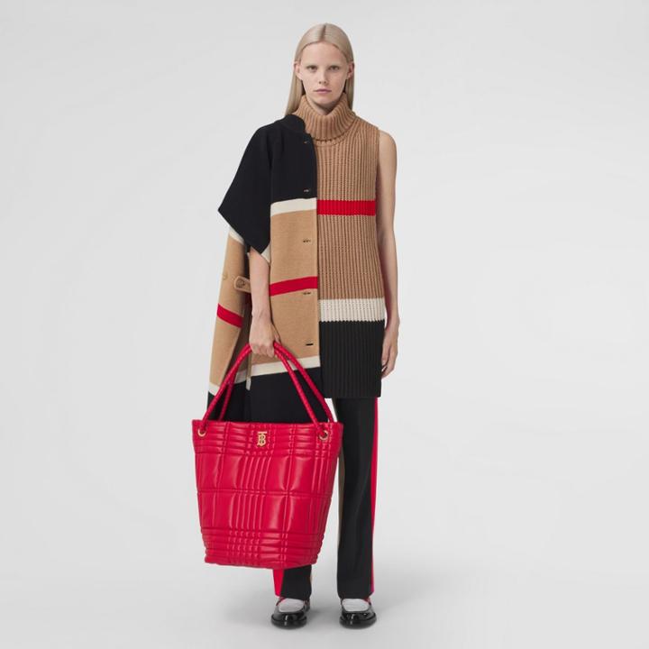 Burberry Burberry Striped Cashmere Cotton Blend Cape