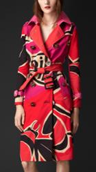 Burberry Burberry Insects Of Britain Print Cotton Trench Coat, Size: 46, Pink
