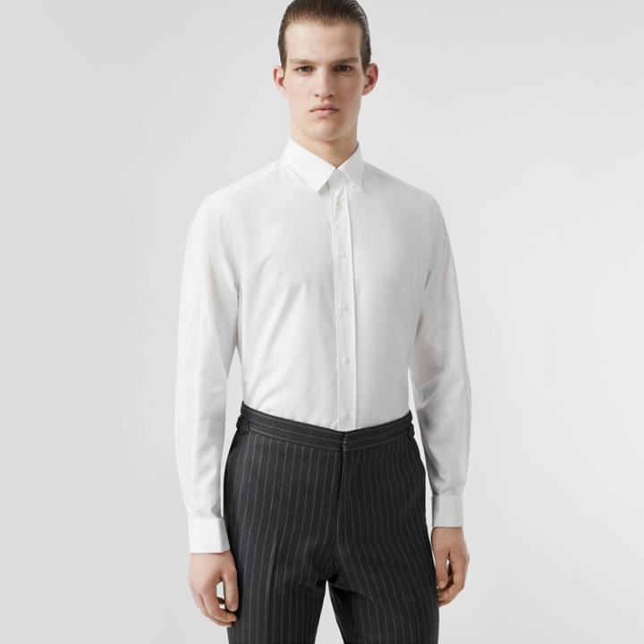 Burberry Burberry Classic Fit Monogram Motif Cotton Oxford Shirt, Size: 15.5, White