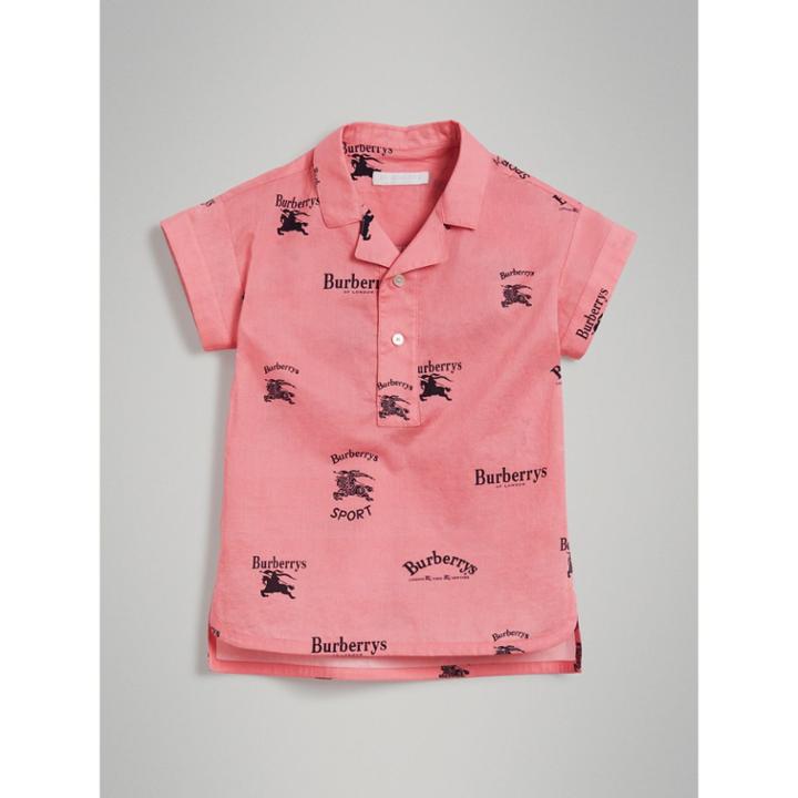 Burberry Burberry Short-sleeve Archive Logo Print Cotton Shirt, Size: 14y