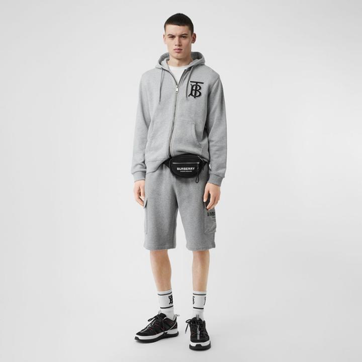 Burberry Burberry Monogram Motif Cotton Hooded Top, Grey