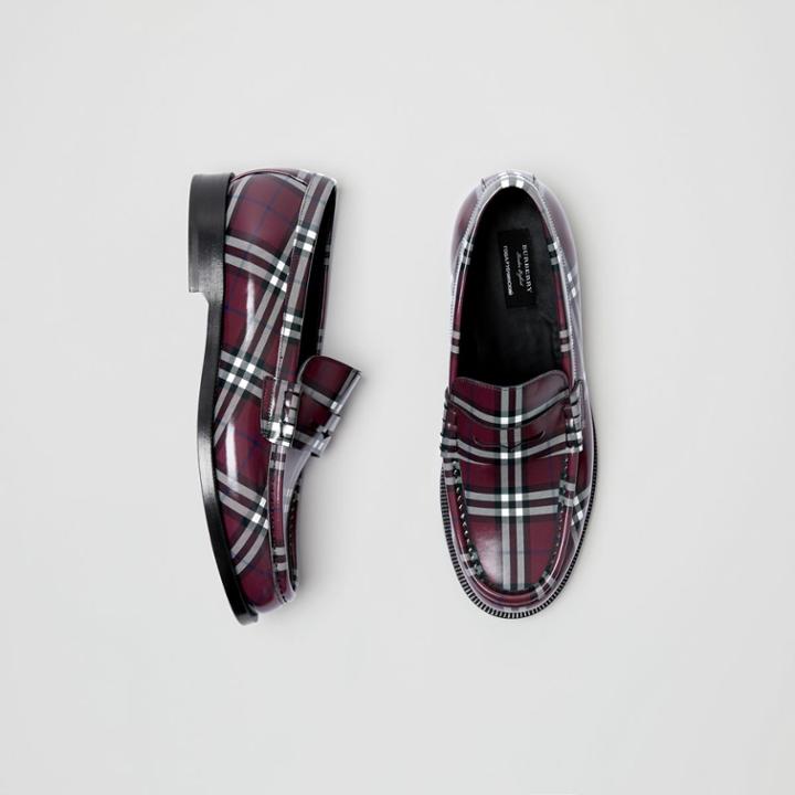 Burberry Gosha X Burberry Check Leather Loafers, Size: 39
