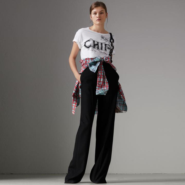Burberry Burberry Fish And Chips Print Cotton T-shirt, Size: M, White