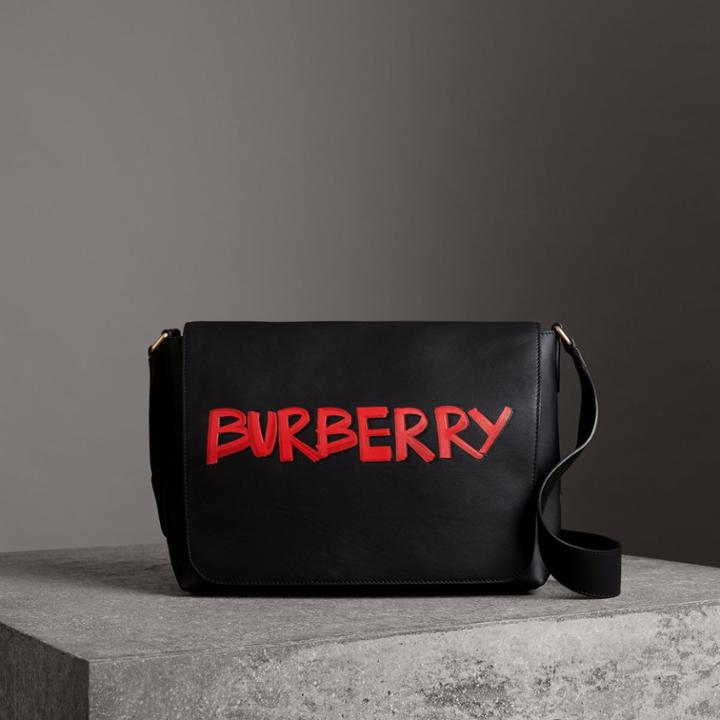 Burberry Burberry Large Graffiti Print Leather Messenger Bag