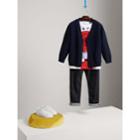 Burberry Burberry Check Detail Merino Wool Cardigan, Size: 4y, Blue
