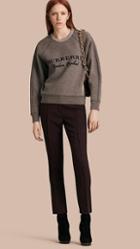 Burberry Wool Silk Straight Leg Trousers
