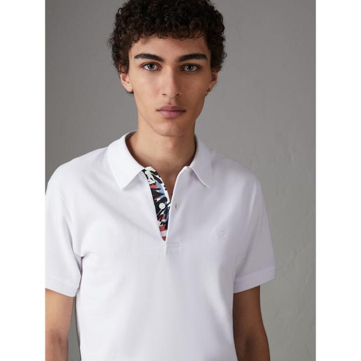 Burberry Burberry Print Trim Cotton Piqu Polo Shirt, Size: Xxl