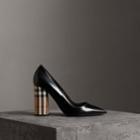 Burberry Burberry Patent Leather And Vintage Check Block-heel Pumps, Size: 38