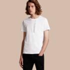 Burberry Burberry Striped Ruffle Detail Cotton T-shirt, White