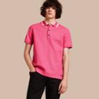 Burberry Burberry Striped Collar Cotton Piqu Polo Shirt, Pink