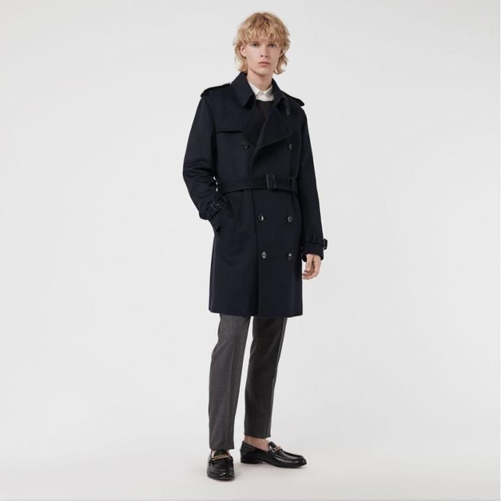 Burberry Burberry Cashmere Trench Coat, Size: 42, Blue