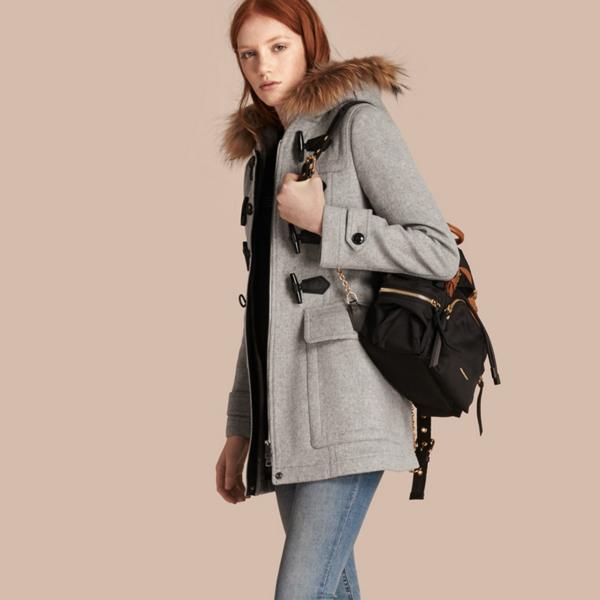 Burberry Wool Duffle Coat With Detachable Fur Trim
