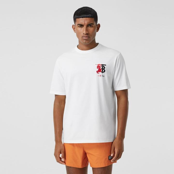 Burberry Burberry Contrast Logo Graphic Cotton T-shirt, Size: Xs, White