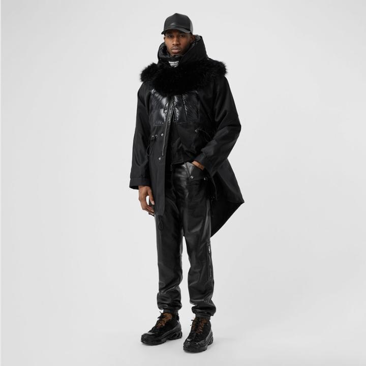 Burberry Burberry Puffer Detail Nylon And Neoprene Hooded Jacket, Size: 36, Black
