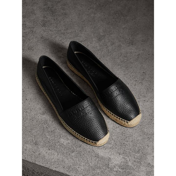 Burberry Burberry Embossed Grainy Leather Espadrilles, Size: 39.5