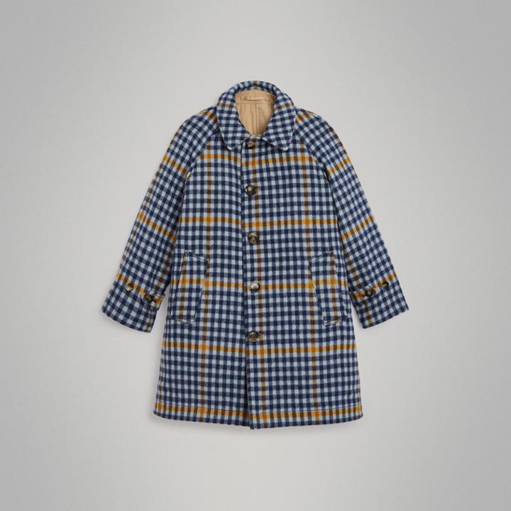 Burberry Burberry Childrens Reversible Check Wool And Cotton Car Coat, Size: 10y, Blue