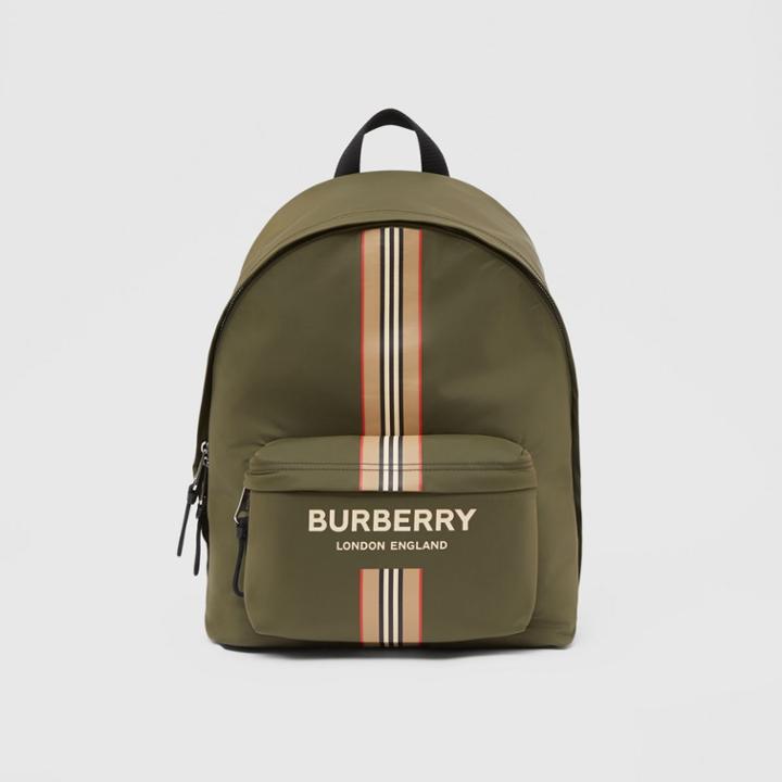 Burberry Burberry Logo And Icon Stripe Print Econyl Backpack, Green