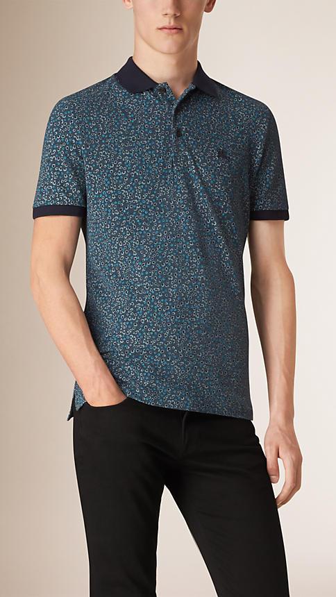 Burberry Abstract Print Piqu Cotton Polo Shirt