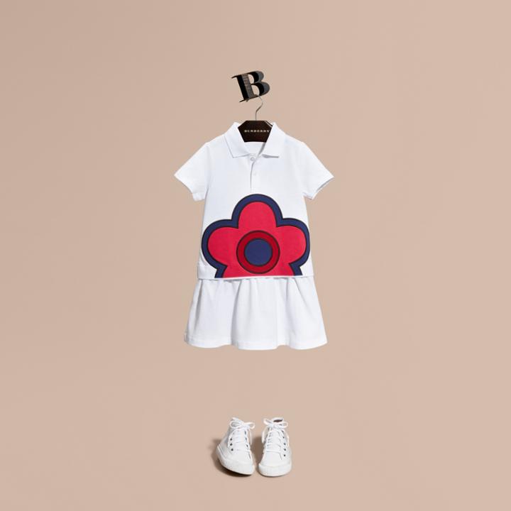 Burberry Burberry Floral Appliqu Detail Cotton Shirt Dress, Size: 10y, White