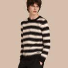Burberry Striped Ribbed Wool Mohair Blend Sweater