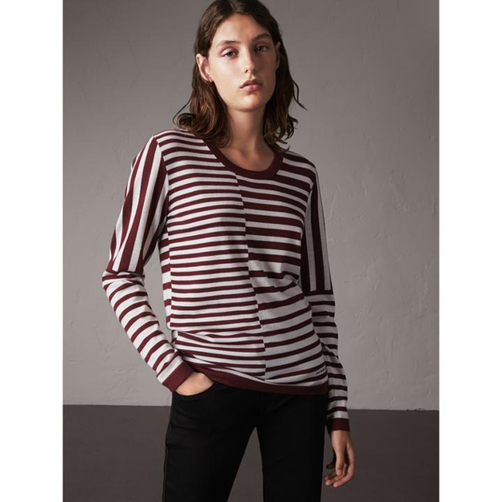 Burberry Burberry Graduated Stripe Merino Wool Sweater, Brown