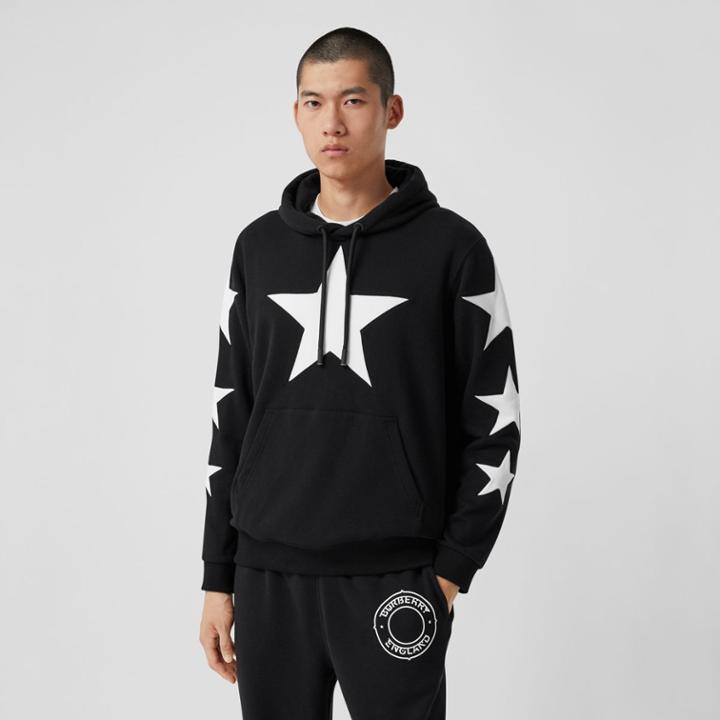 Burberry Burberry Star Motif Cotton Hoodie, Size: Xxl, Black