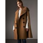 Burberry Burberry Wool Double-breasted Military Cape, Brown