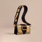 Burberry Burberry The Small Buckle Bag In Metallic Leather And Suede, Yellow