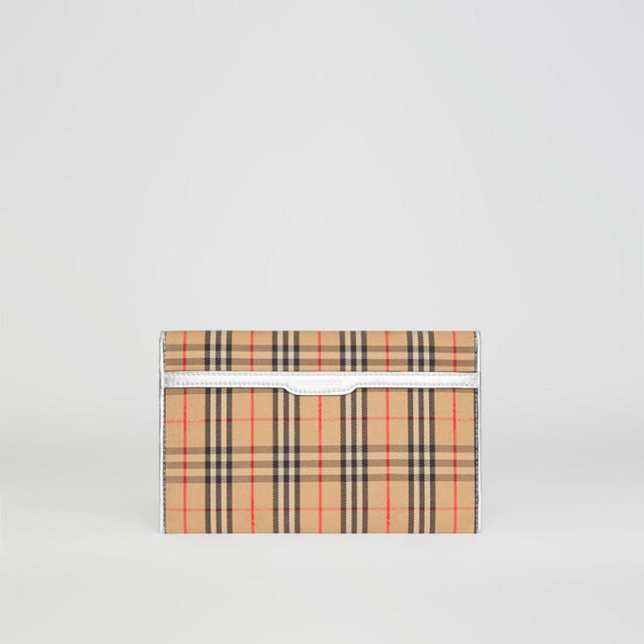 Burberry Burberry Medium 1983 Check And Leather Envelope Pouch, Grey