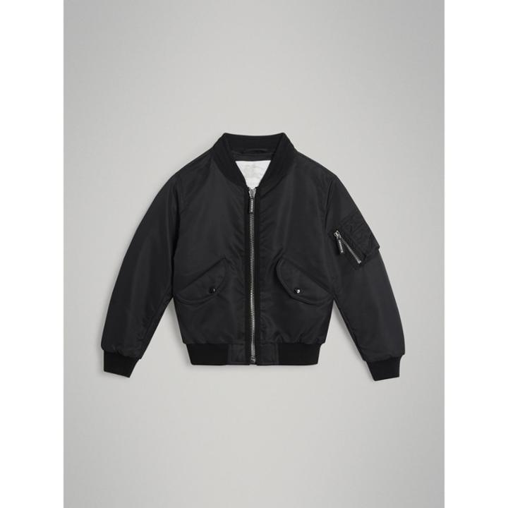 Burberry Burberry Lightweight Nylon Bomber Jacket, Size: 10y, Black