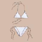 Burberry Burberry Check Trim Triangle Bikini, Size: S, White