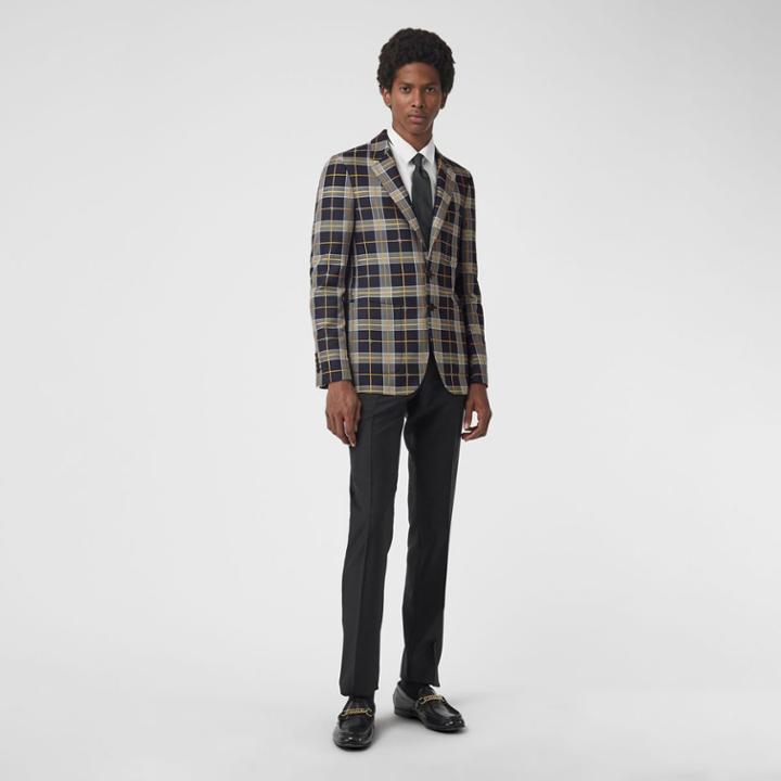 Burberry Burberry Slim Fit Fil Coup Check Tailored Jacket, Size: 34r, Blue