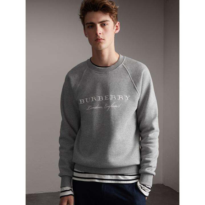 Burberry Burberry Embroidered Jersey Sweatshirt, Grey