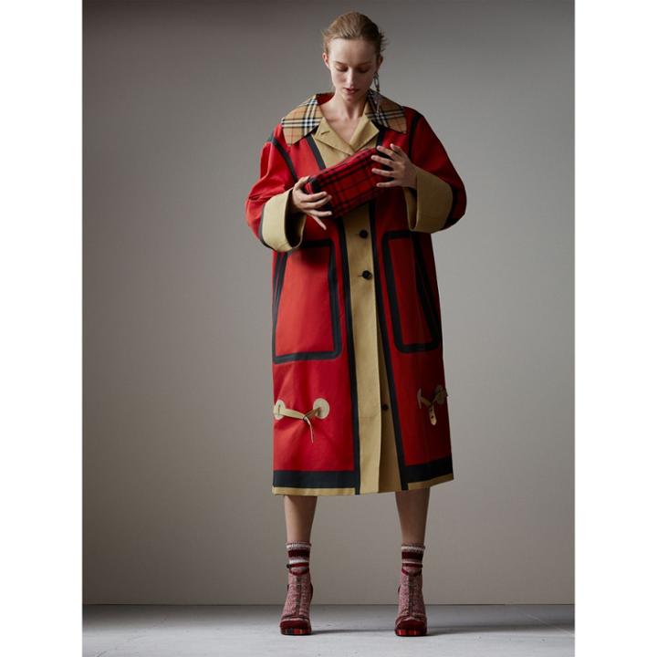 Burberry Burberry Bonded Cotton Oversized Seam-sealed Car Coat, Size: 08, Red